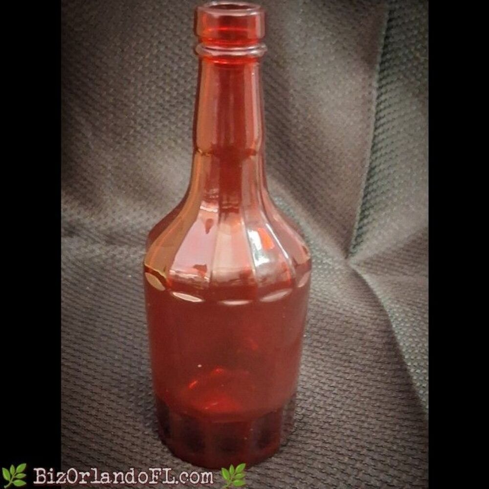 VINTAGE: Wheaton Glass Co of NJ Ruby Red Octagonal Sided 6" Glass Bitters Bottle
